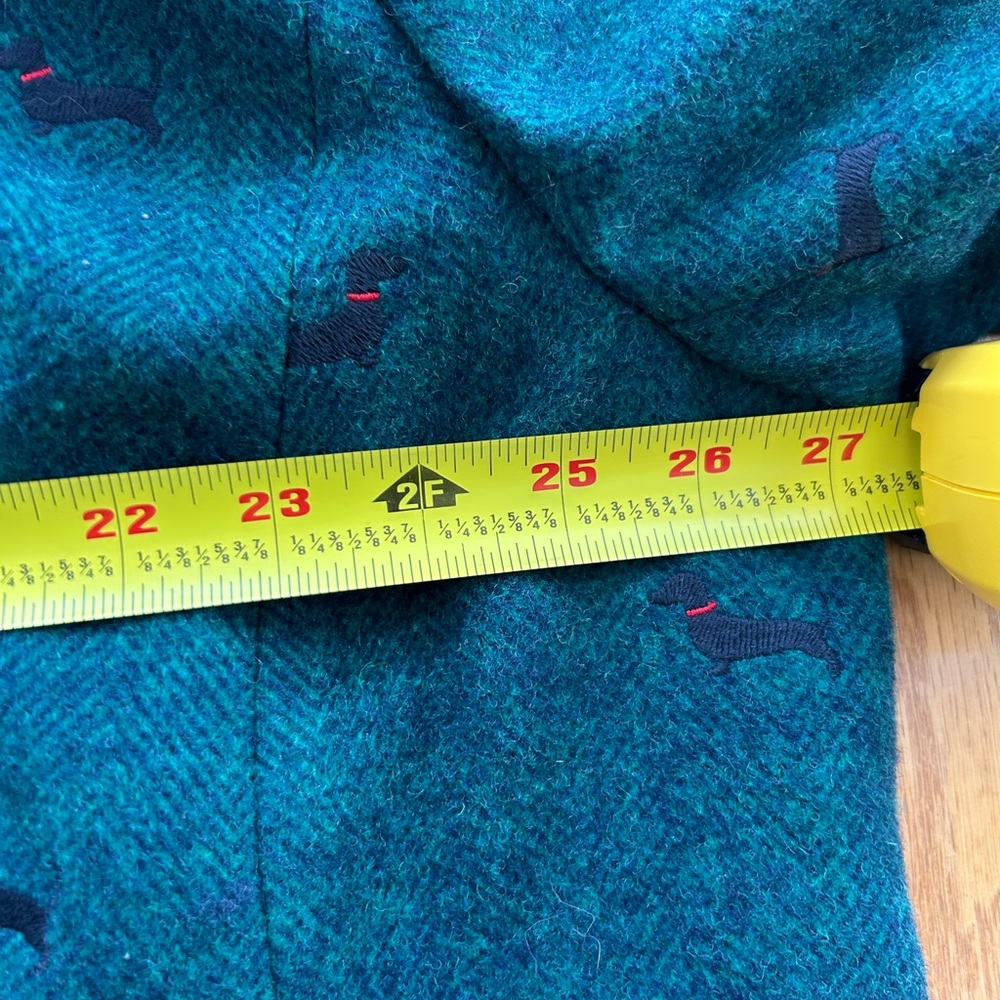 Talbots Aberdeen Dachshund Wool Tweed Green Dog‎ Print Blazer Jacket Preppy 24W - Picture 9 of 9